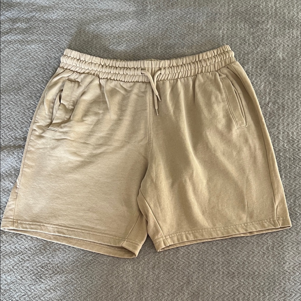 💋3/$10💋H&M Men's Beige Cotton Loungewear Drawstring Shorts Size Large